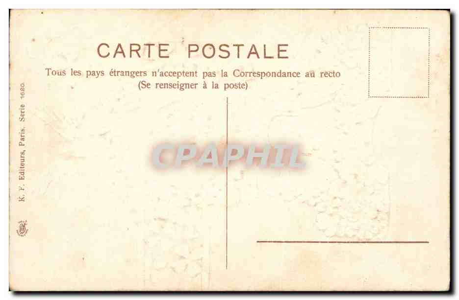CPA Fantaisie Fleurs Colombes Horloge Trefles — Rückseite