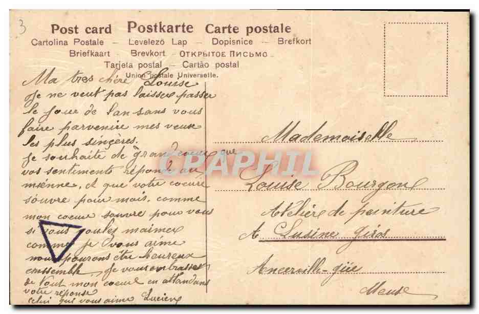 CPA Fantaisie Fleurs Bonen annee — Rückseite