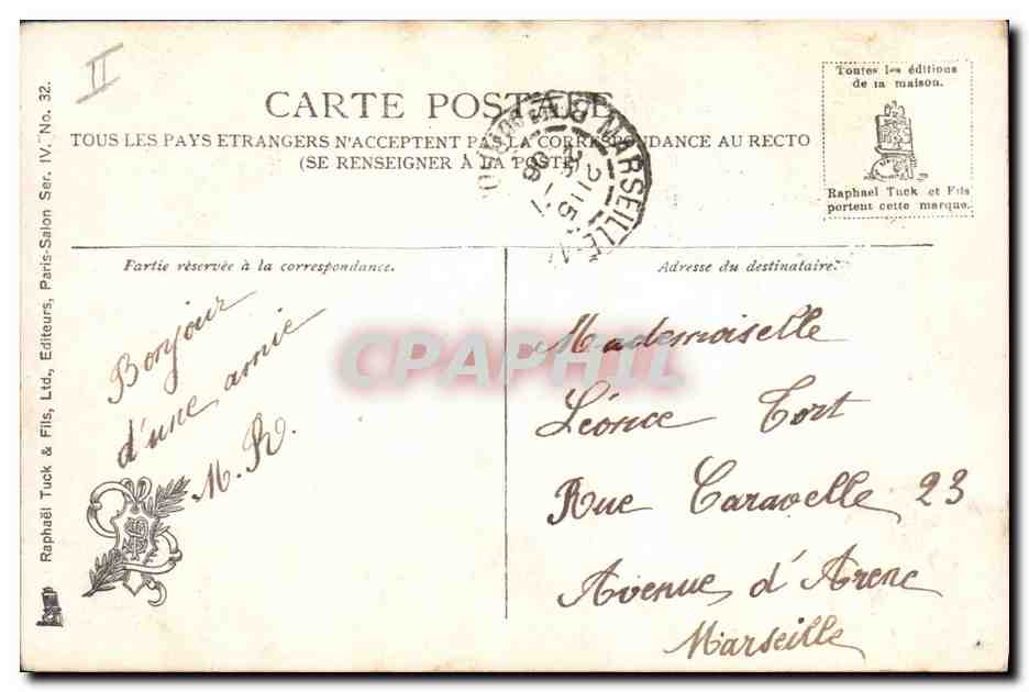 Chasseur et chiens — Le rendez-vous — G. Fauvel, Salon 1906 — Verso