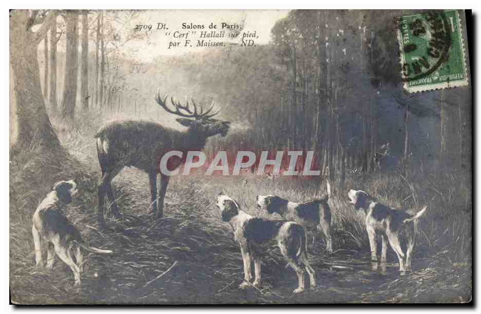 Cerf Hallali sur pied — Salons de Paris — par F. Maissen — N° 2709 Dt