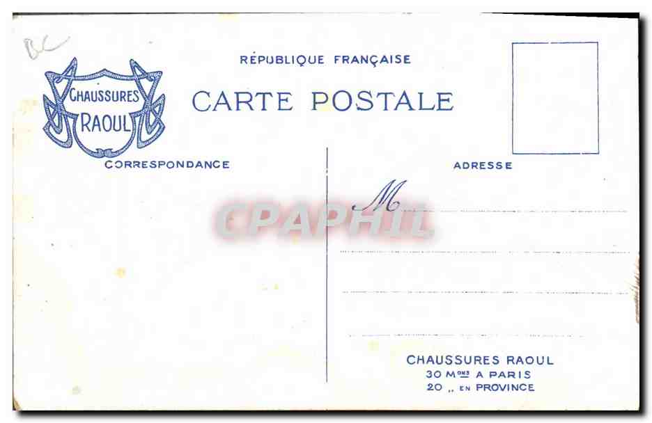 CPA Fantaisie Illustrateur Amusant et utile Enfants Chaussures Raoul Paris — Rückseite