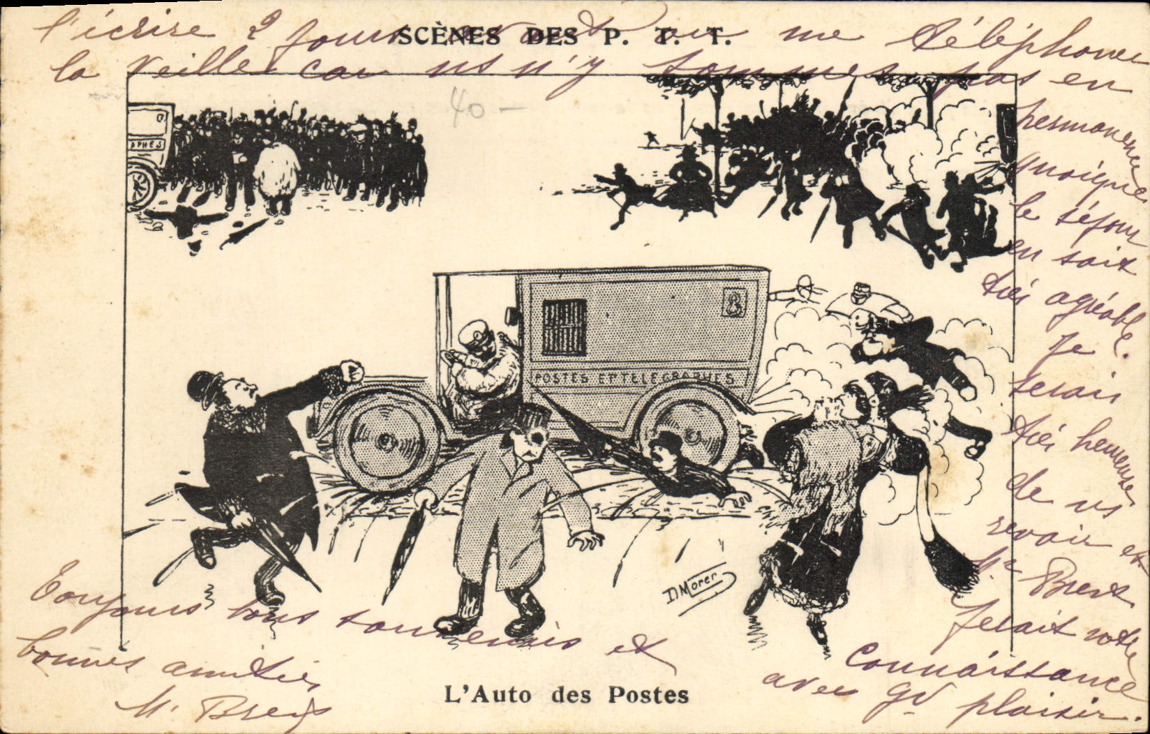 CPA Fantaisie Illustrateur L'auto des Postes