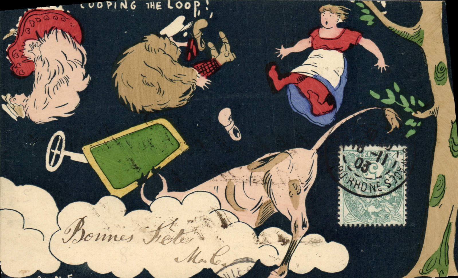 CPA Fantaisie Illustrateur Looping the loop Marnix Automobile