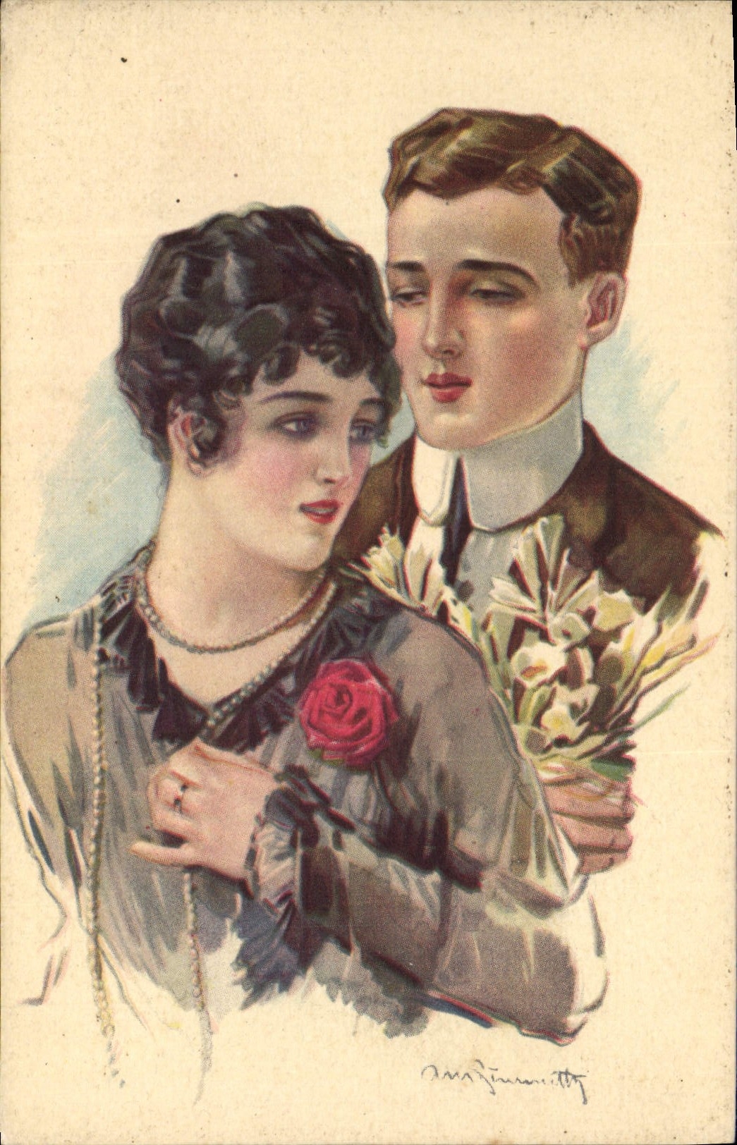 Jeune couple — scène amoureuse — Produzione Italiana, n° 1179