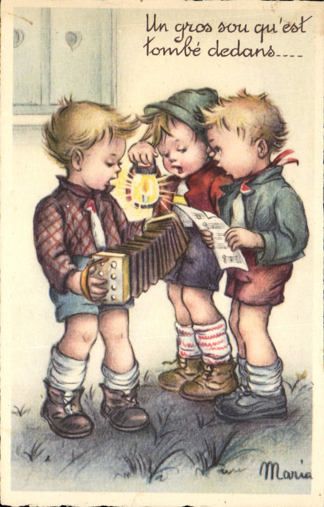 CPA Fantaisie Illustrateur Enfants Accordeon