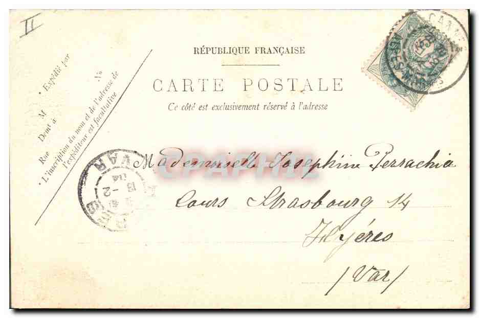 CPA Kiosque de musique Cannes — Verso