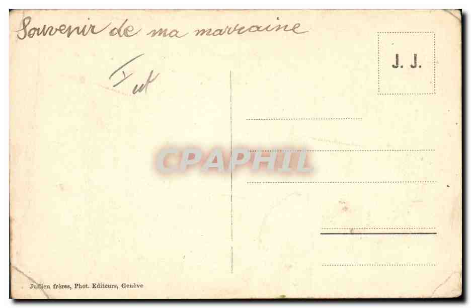 CPA Chien Chiens Grand St Bernard Maitre et serviteurs  — Rückseite