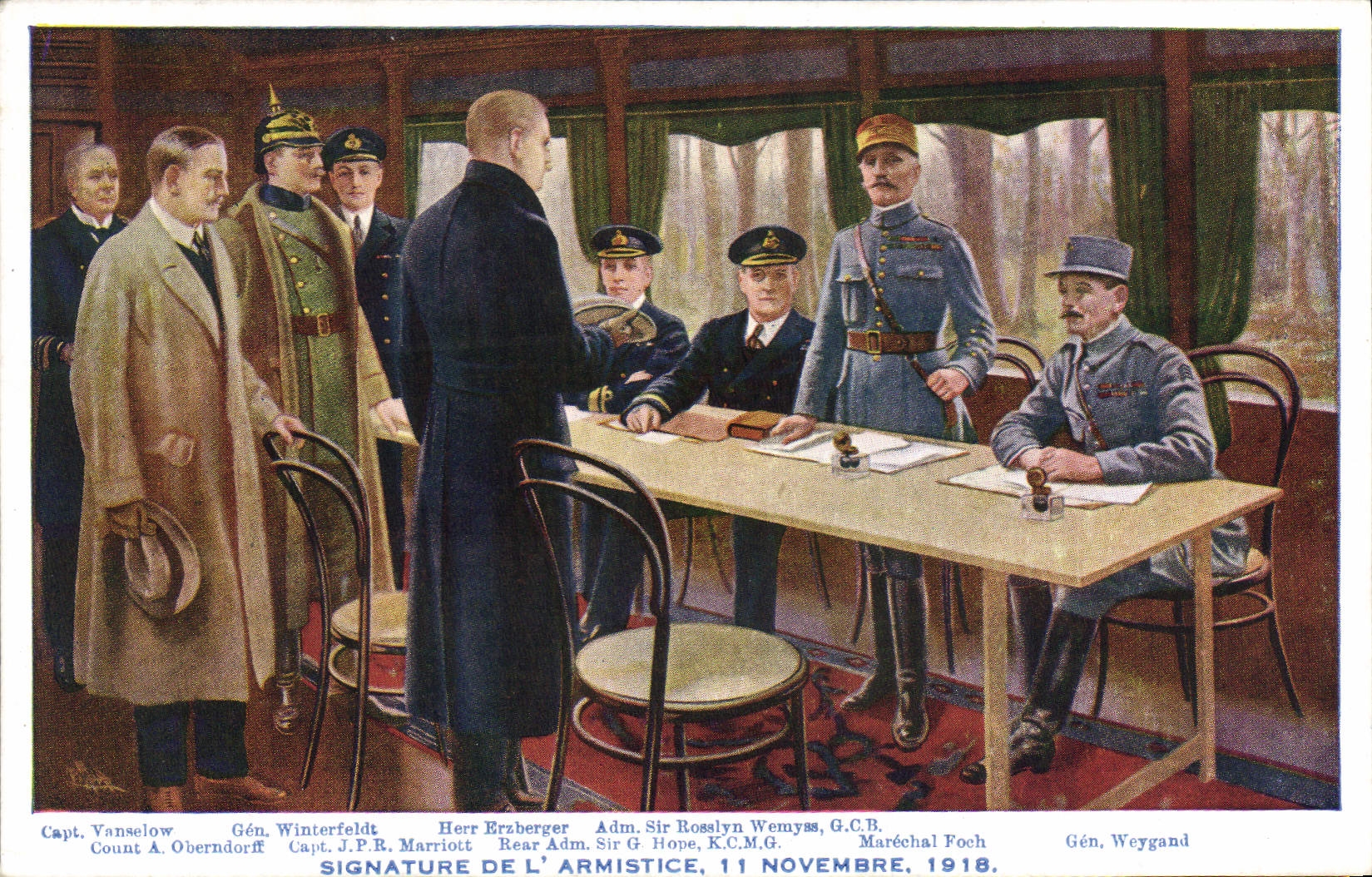 CPA Militaria Signature de l'armistice Compiegne 