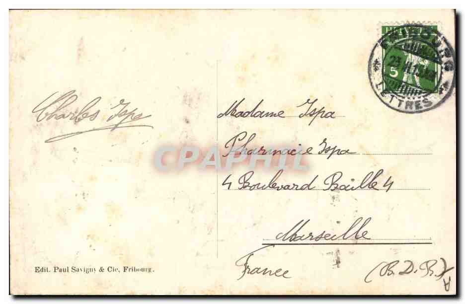 Général PAU — Le glorieux mytilé de 1870, né à Montélimar (Drôme) en 1848 — Edit. Paul Savigny & Cie, Fribourg, n° 1115 — Achterkant