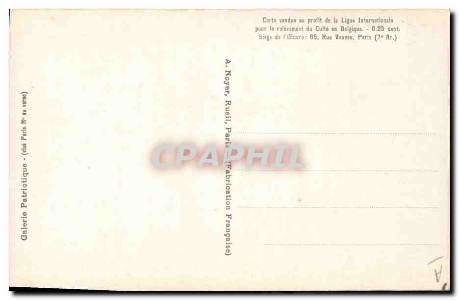 CPA Militaria Roi Albert 1er et la Reine Elisabeth — Verso