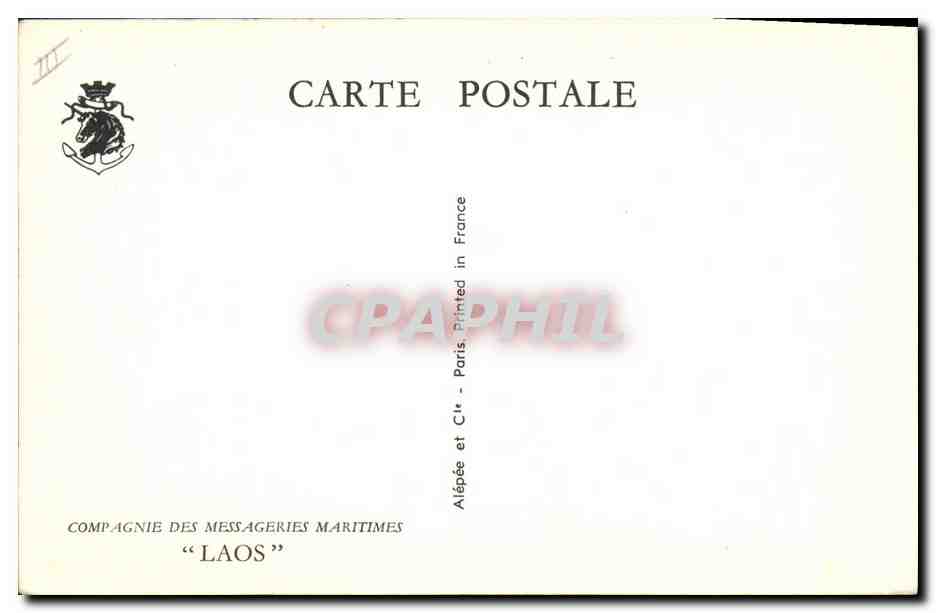 Cruiser et voilier — Compagnie des Messageries Maritimes « Laos » — éditeur Alépée et Cie, Paris — Reverso