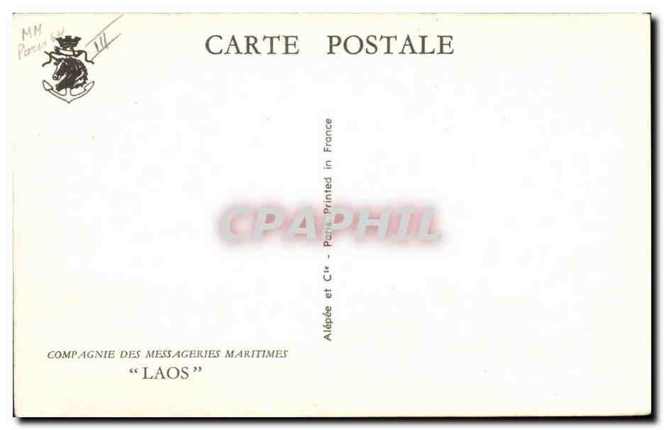CPA Bateau Paquebot Compagnie des Messageries Maritimes Laos  — Verso
