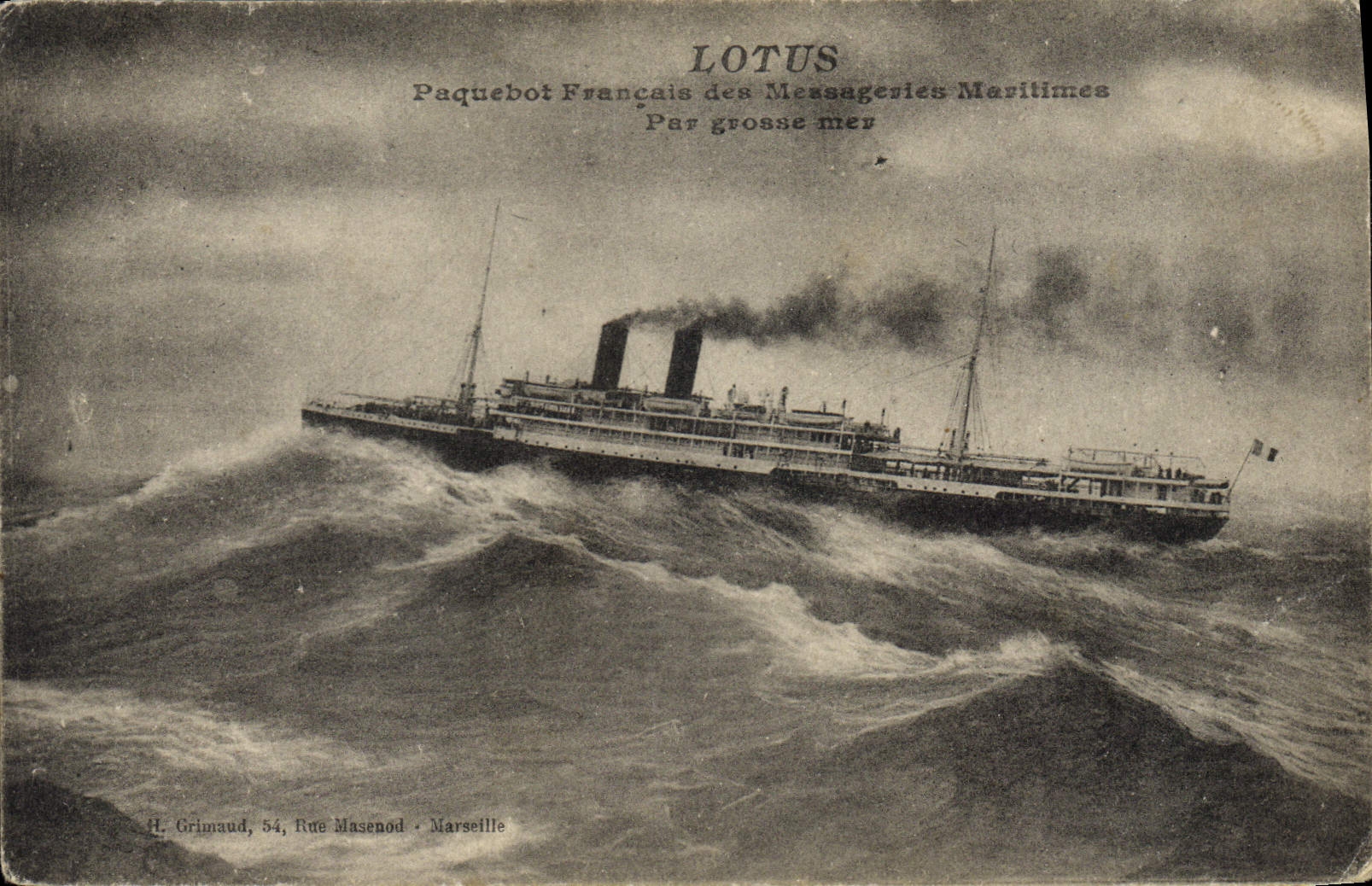 LOTUS — Paquebot Français des Messageries Maritimes — H. Grimaud, 54, Rue Masenod · Marseille
