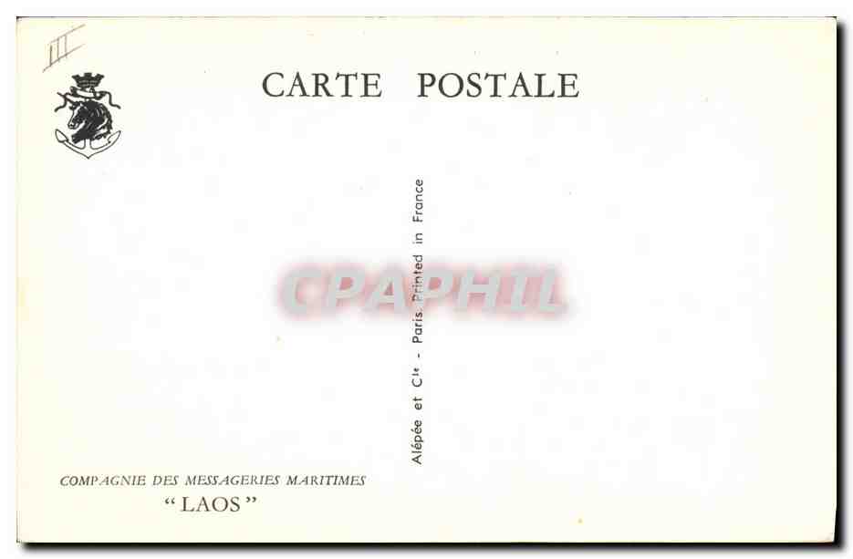 Cruiser et voilier en mer — Compagnie des Messageries Maritimes « Laos » — Alépée et Cie, Paris — Achterkant