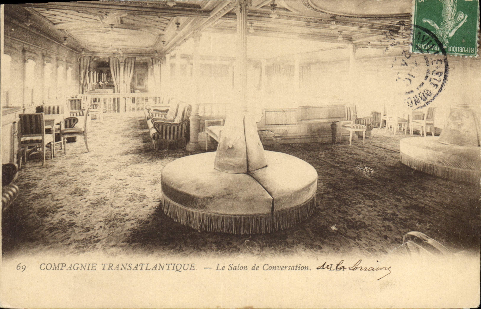 Conversatiezaal — Compagnie Transatlantique — n°69 — uitgever Dela Braine