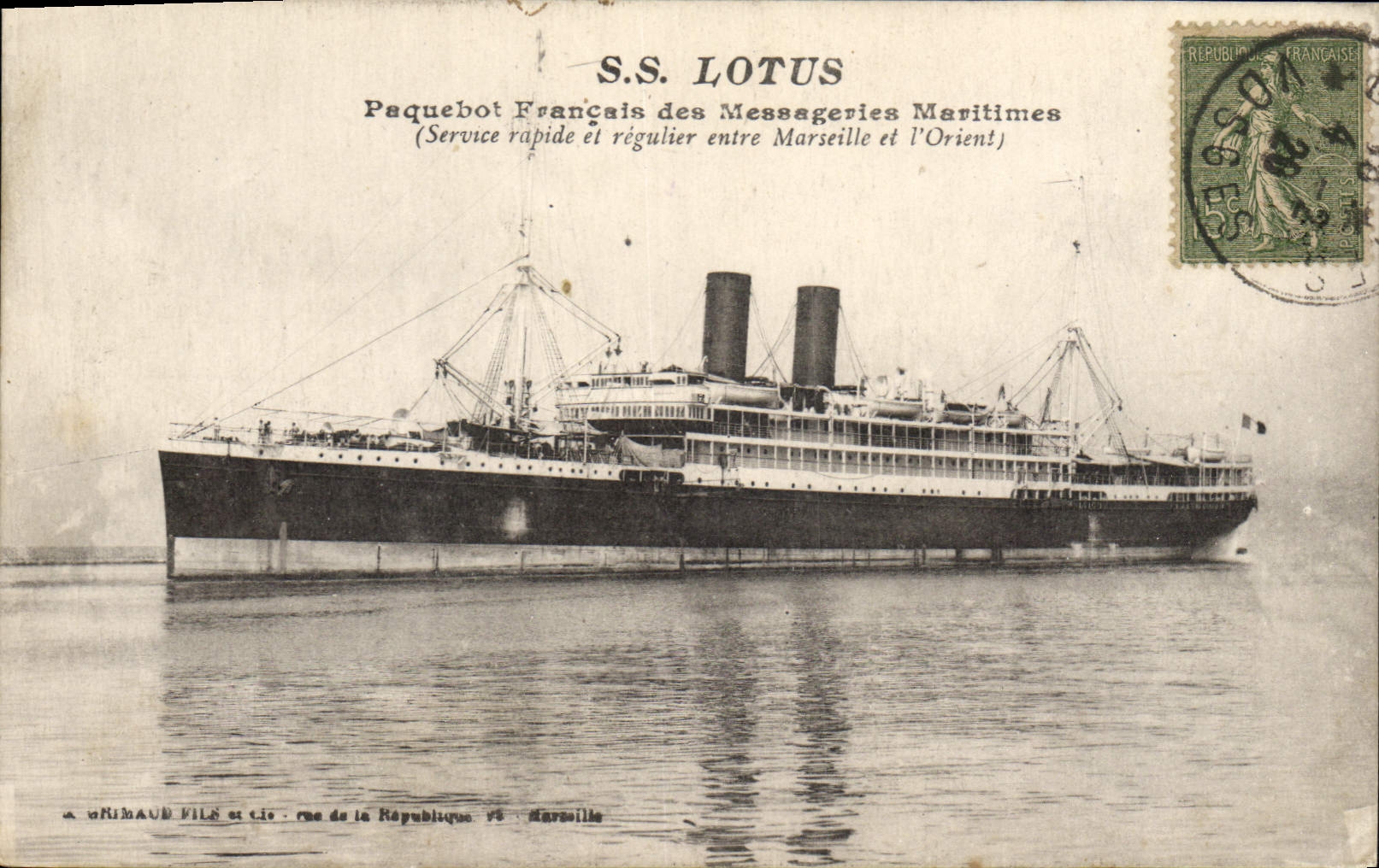 S.S. LOTUS — Paquebot Français des Messageries Maritimes — éditeur Unimaud Vils & Cie, Marseille
