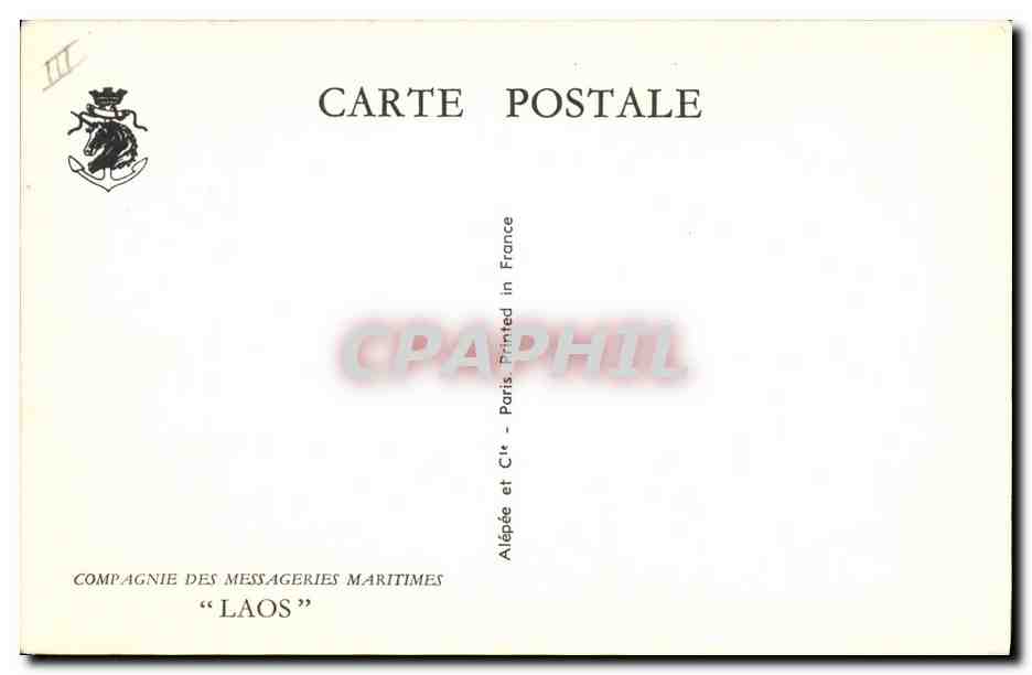 Cruiser Laos — Compagnie des Messageries Maritimes — éditeur Alépée et Cie, Paris — Verso