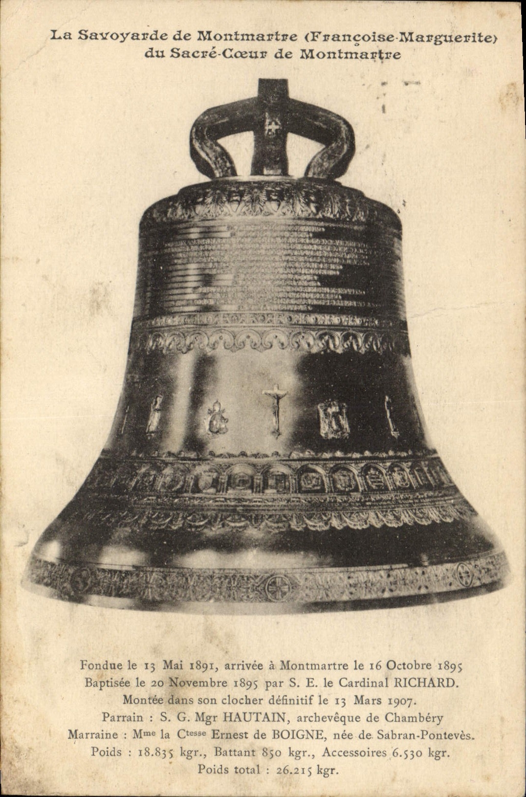 La Savoyarde de Montmartre (Françoise-Marguerite) — Bell of the Sacré-Cœur de Montmartre — J. Hauser, Paris