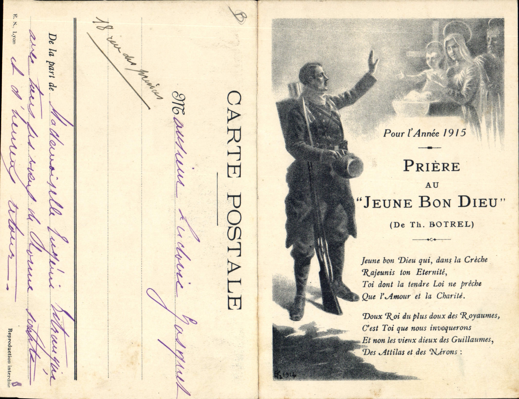 CPA Folklore Militaria Anne 1915 Priere au jeune bon dieu Th Botrel 