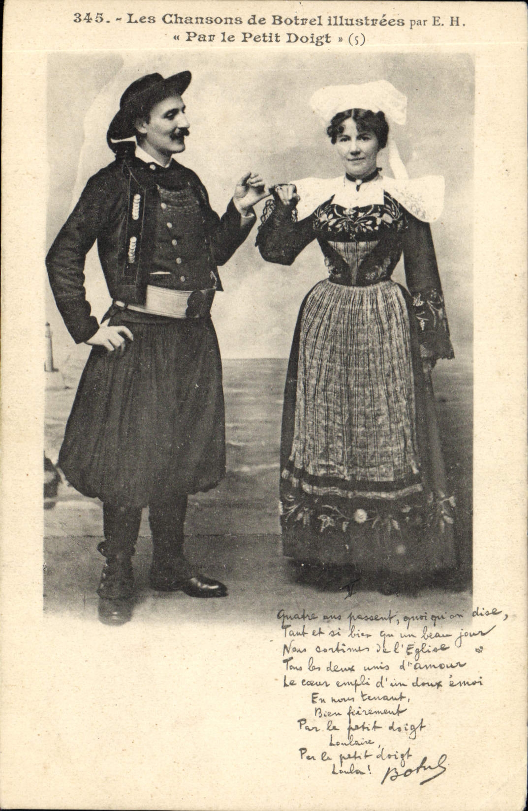 CPA Folklore Les chansons de Botrel Par le petit doigt 