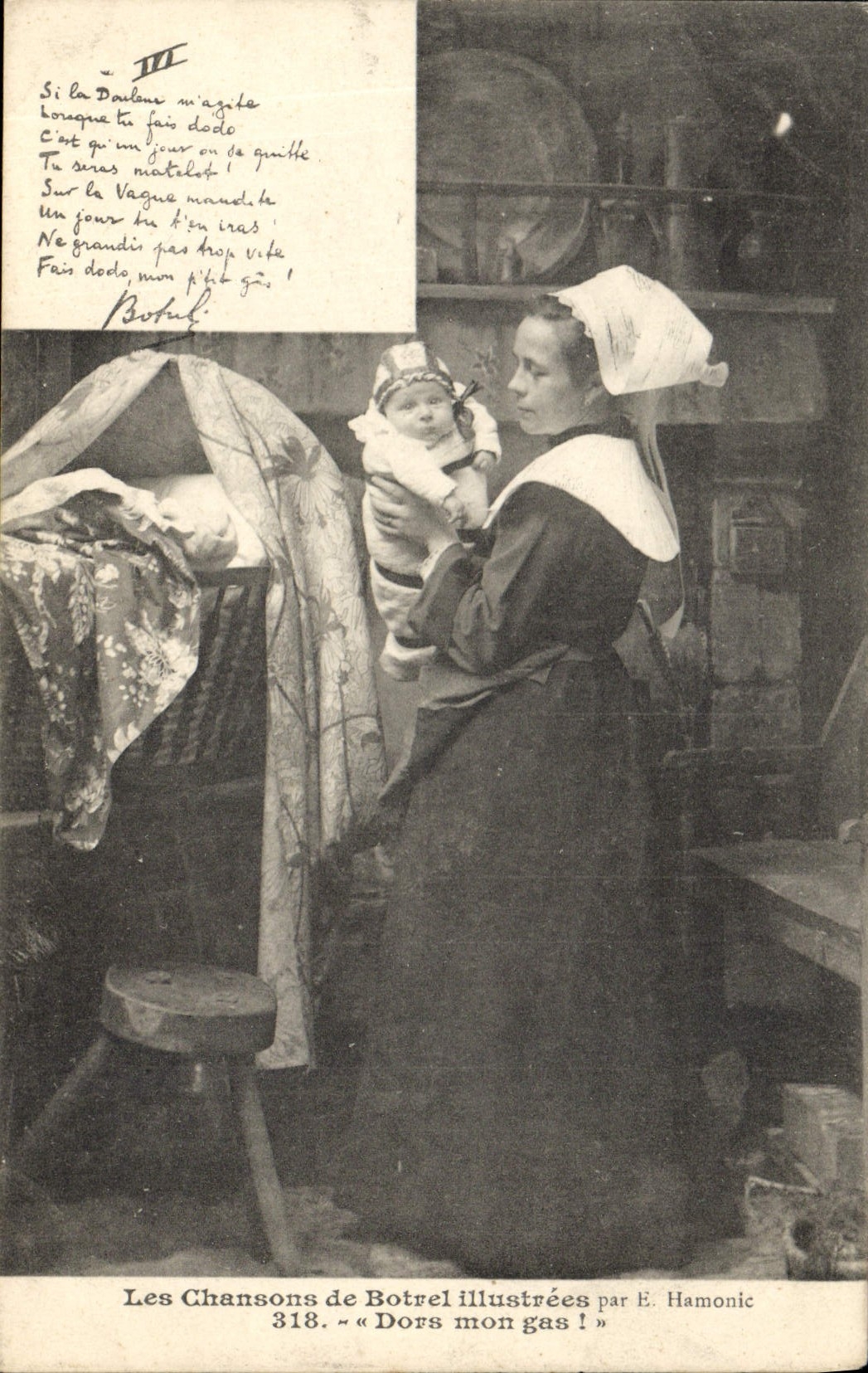 CPA Folklore Les chansons de Botrel Dors mon gas Enfant 