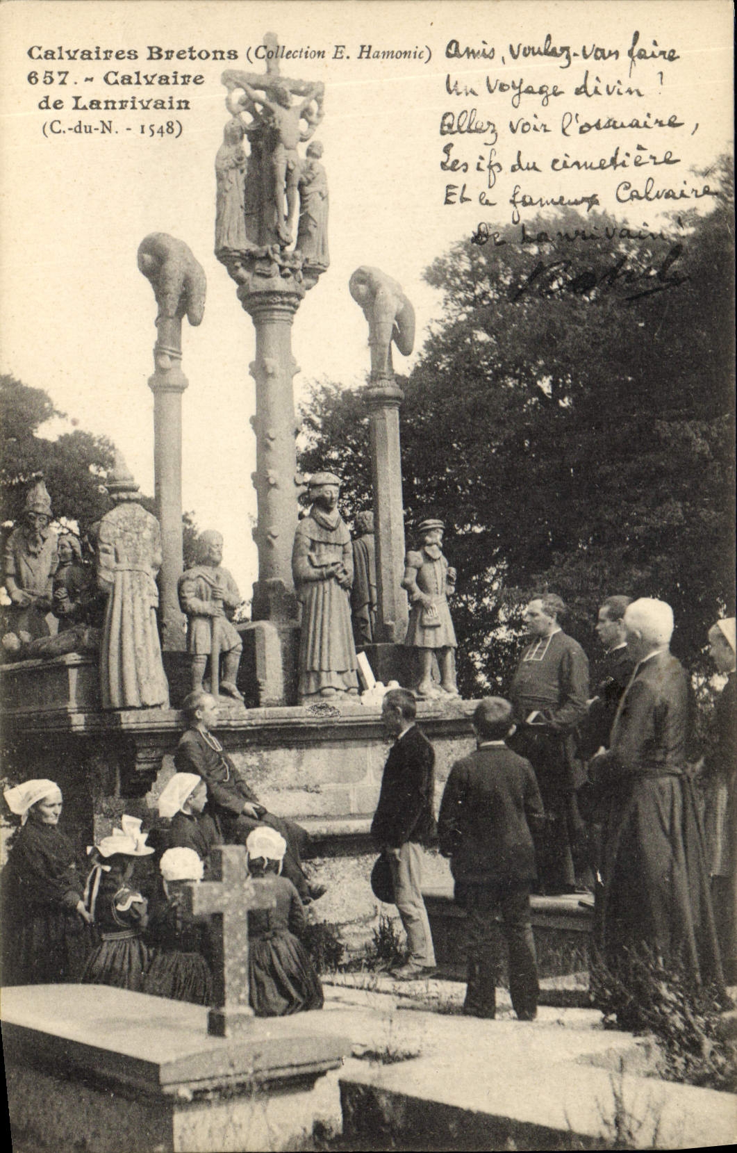 CPA Folklore Botrel Calvaire de Lanrivain 
