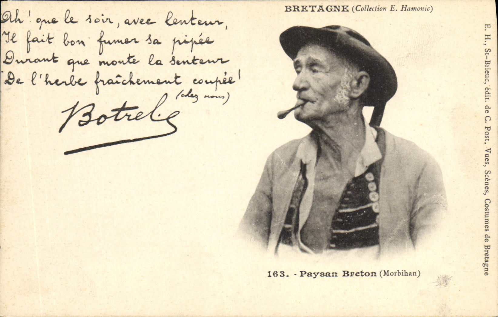 CPA Folklore Les chansons de Botrel Paysan breton Morbihan 
