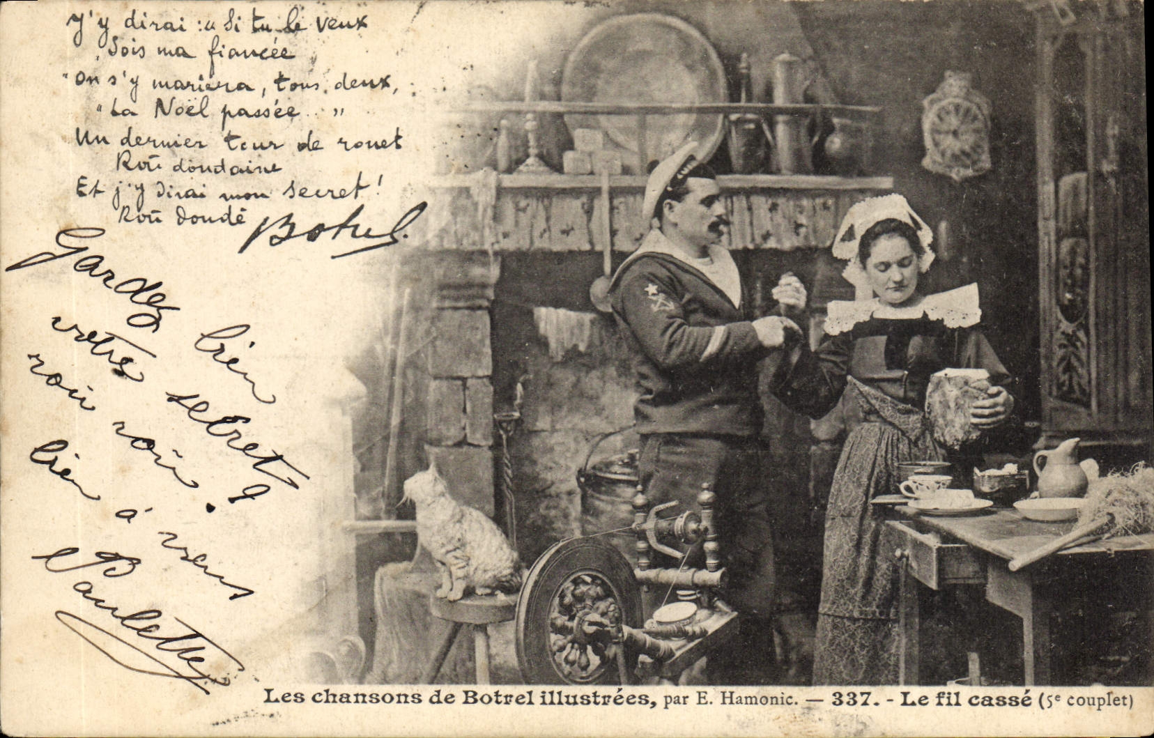 CPA Folklore Les chansons de Botrel le fil casse 