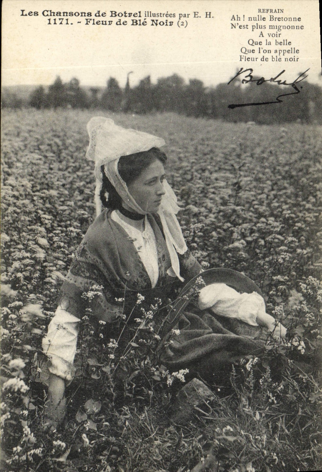 CPA Folklore Les chansons de Botrel Fleur de ble noir 