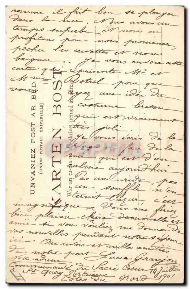 CPA Folklore Les chansons de Botrel Mr et Me Botrel le rouet  — Verso