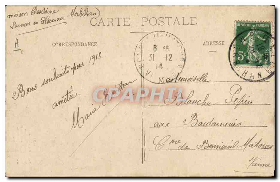 CPA Folklore Bretagne Femme  — Verso