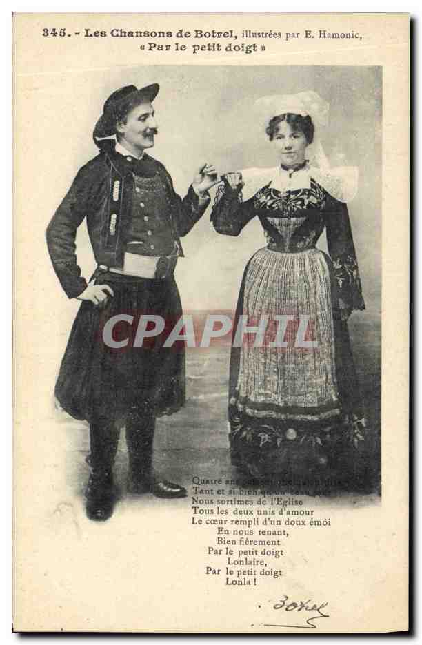 CPA Folklore Les chansons de Botrel Par le petit doigt 