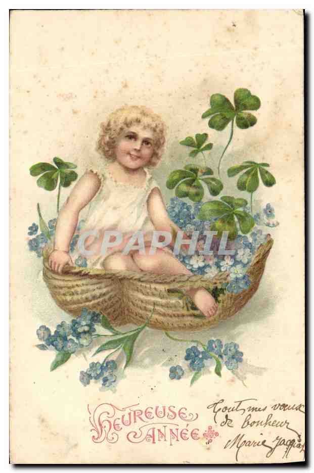 CPA Fantaisie Fleurs Enfant Trefles