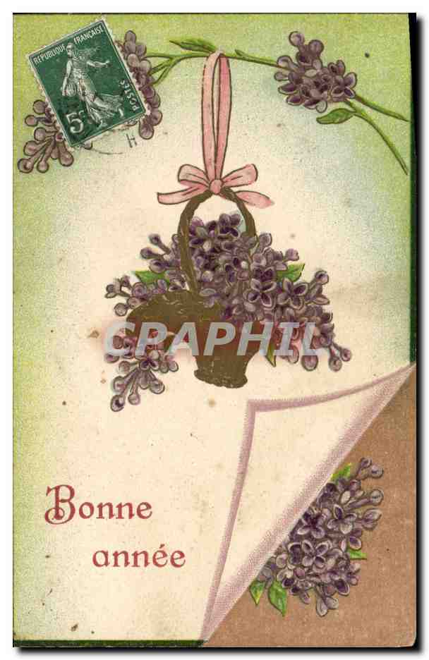 Bouquet de lilas — Bonne année — timbre 5 centimes République Française