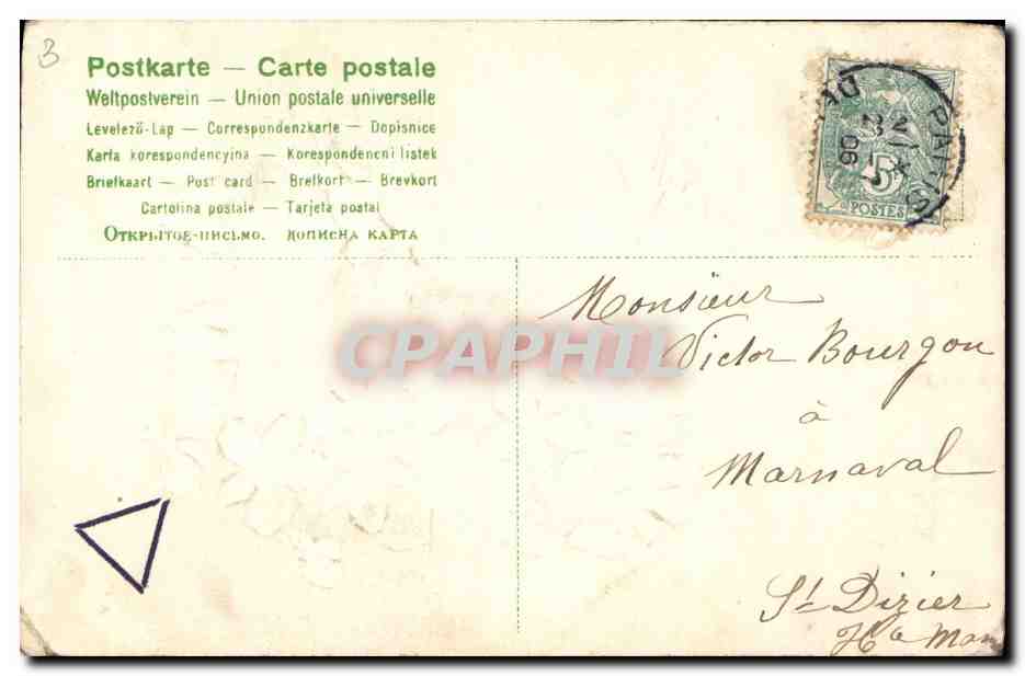 CPA Fantaisie Fleurs Hirondelles  — Verso