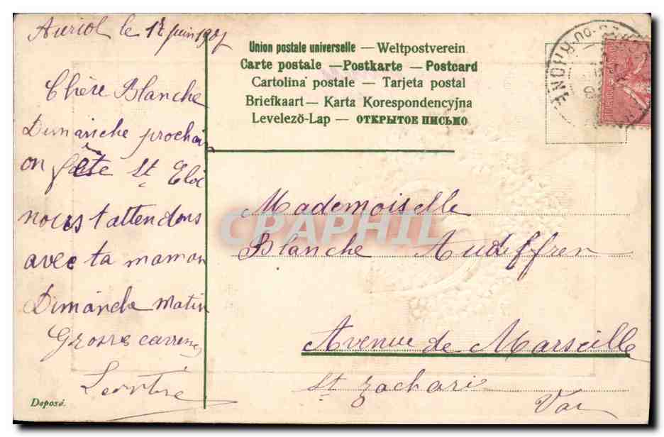 CPA Fantaisie Fleurs Coeur — Rückseite