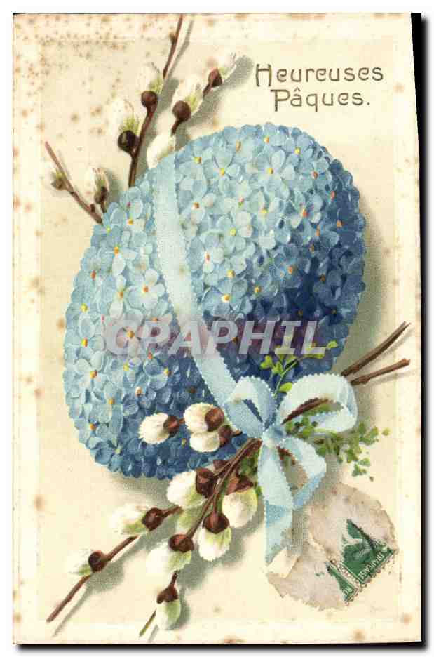 CPA Fantaisie Fleurs Oeuf Paques 