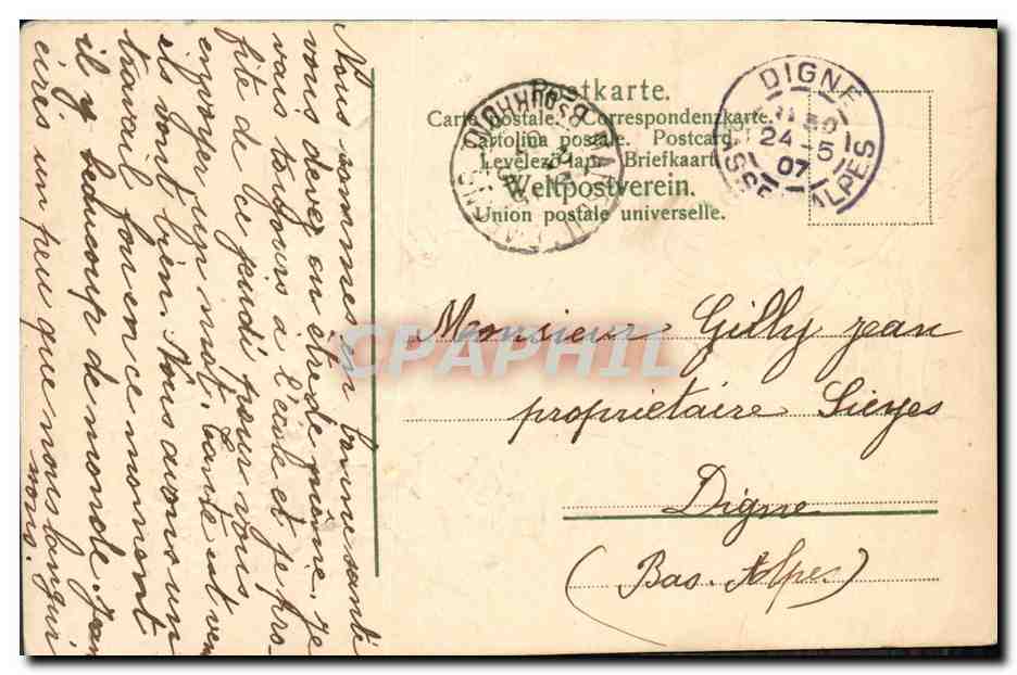 CPA Fantaisie Fleurs Bateau — Verso