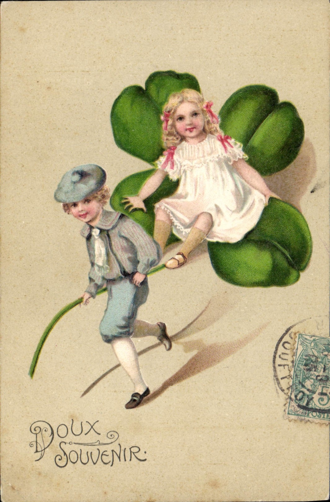 CPA Fantaisie Fleurs Enfants Trefle