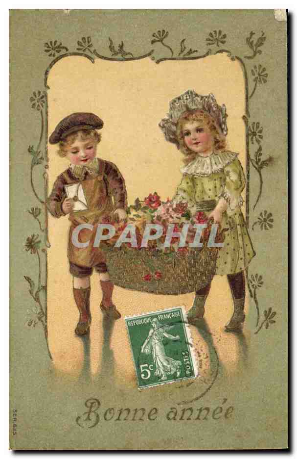 CPA Fantaisie Fleurs Enfants