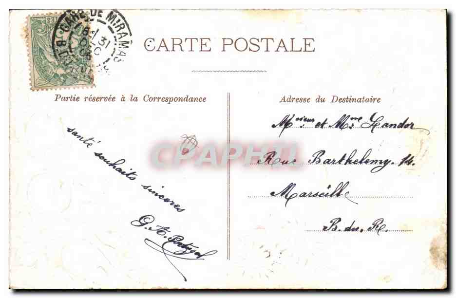 Bonne Année — colombes et roses — éditeur non visible — Rückseite