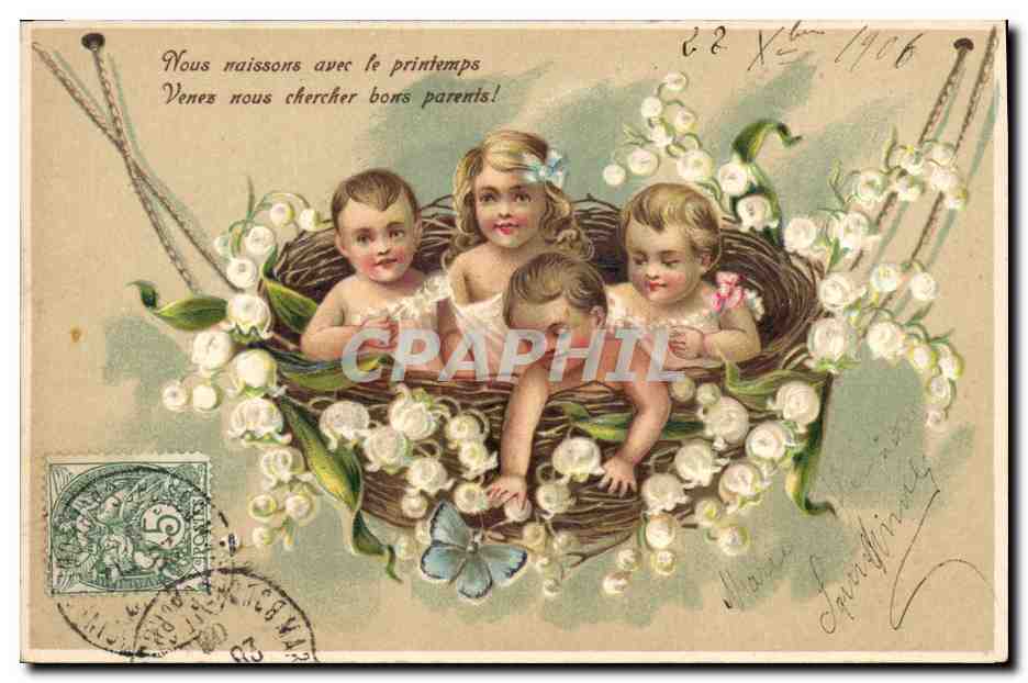 Children in a Flower Nest — Spring — Publisher Not Visible