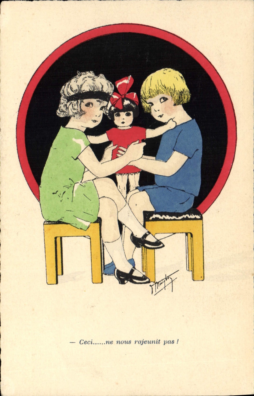 CPA Fantaisie Illustrateur Enfants Poupee