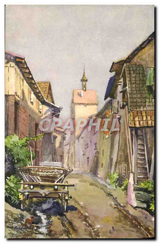 CPA Fantaisie Illustrateur Ruelle Village