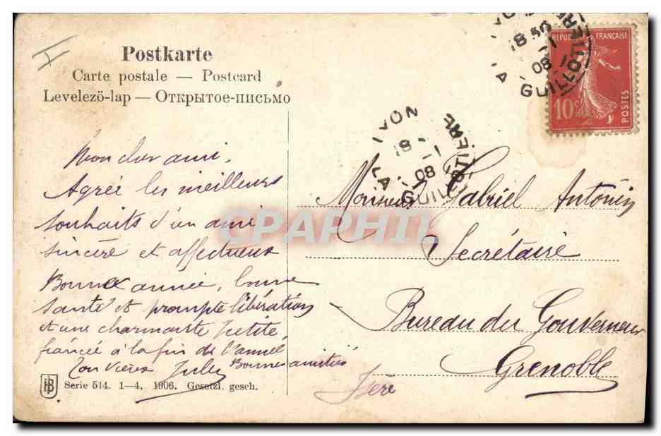 CPA Fantaisie Bonne annee  — Rückseite