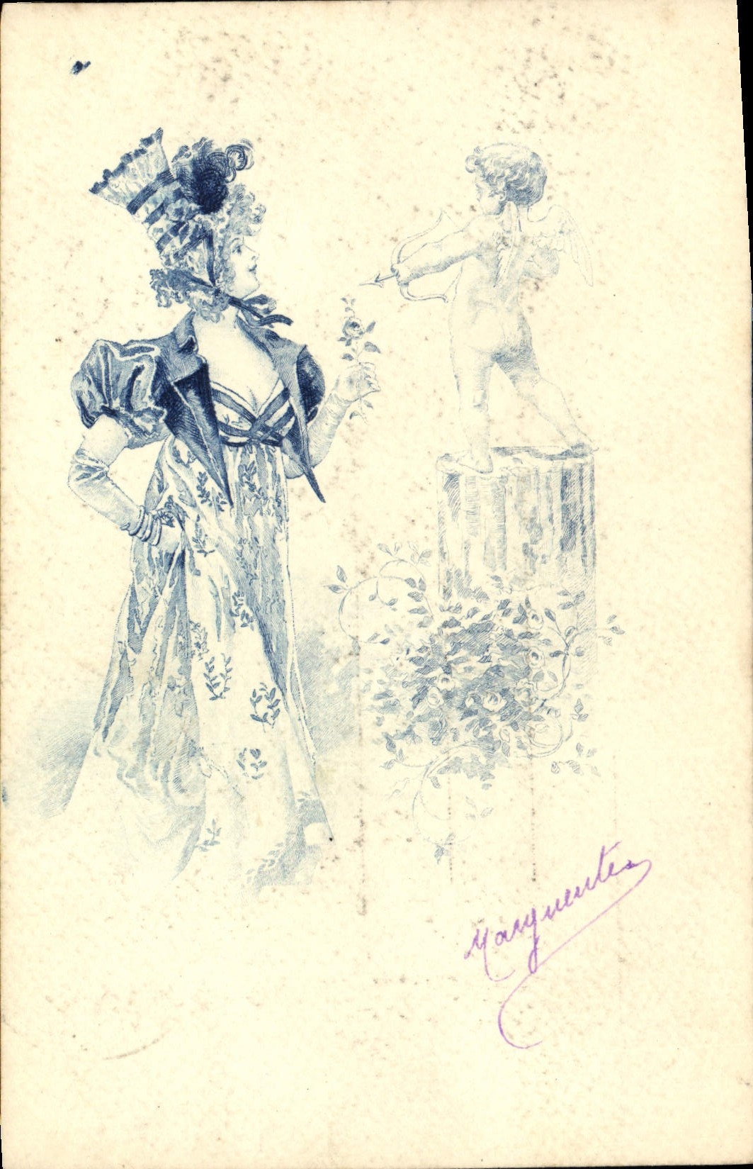 CPA Fantaisie Illustrateur Femme Ange