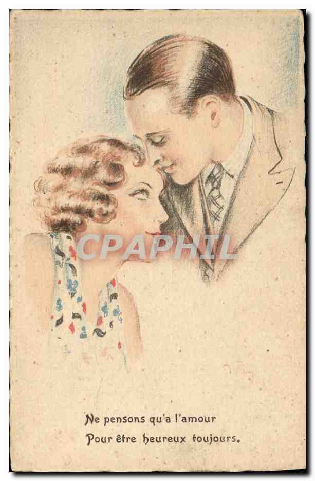 CPA Fantaisie Illustrateur Femme Ne pensons qu'a l'amour