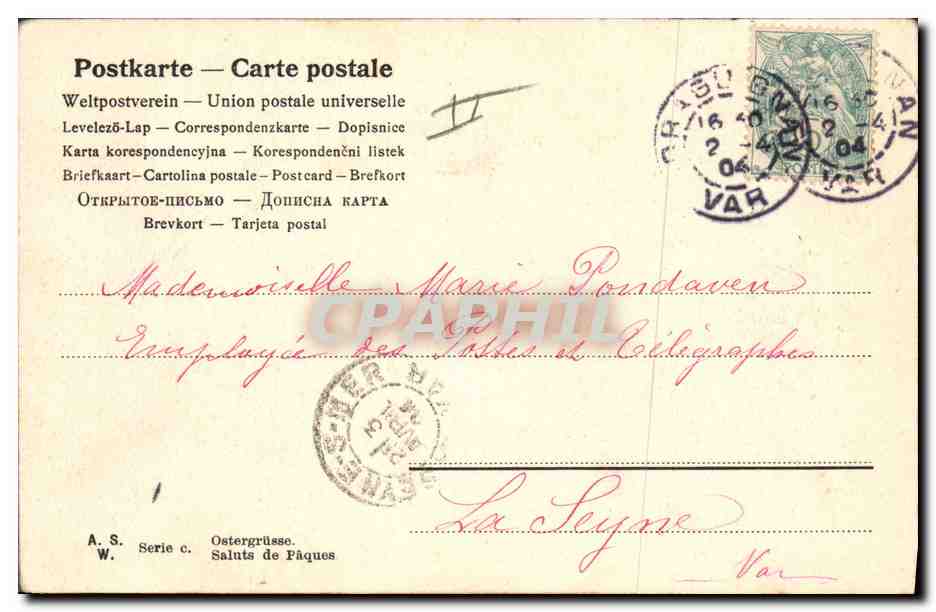 CPA Fantaisie Illustrateur Femme Mouton Paques — Rückseite