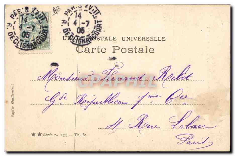 La jolie MARVILLE dans son numéro équestre "De la Guerinière" — Théâtre du Moulin-Rouge — éditeur Viala, Paris — Verso