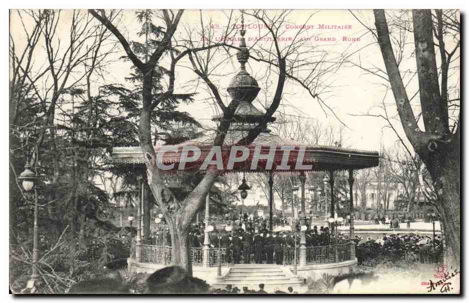 CPA Kiosque Toulouse Concert militaire de l'ecole d'artillerie Au grand rond 